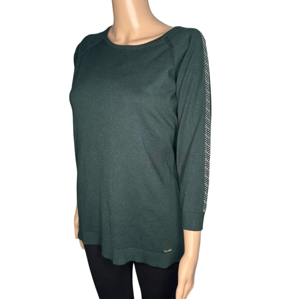Calvin Klein women green long sleeve crewneck sweater size M